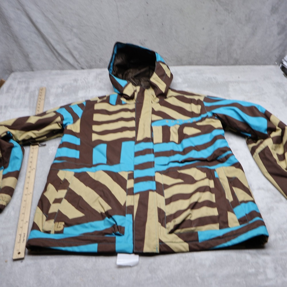 Burton Jacket Mens Large Brown Geometric Waterproof Insulated Pit Zip Ski Snow